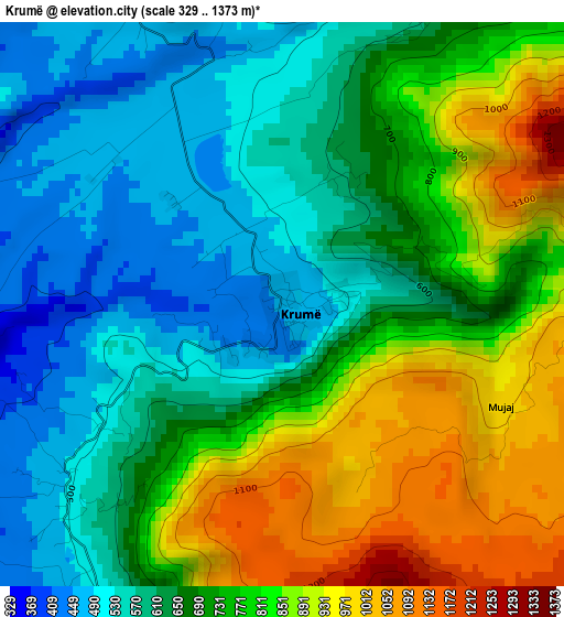 Krumë elevation map