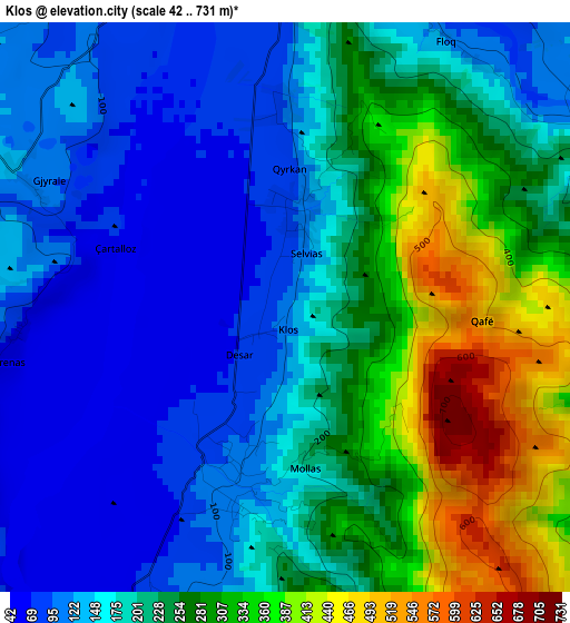 Klos elevation map