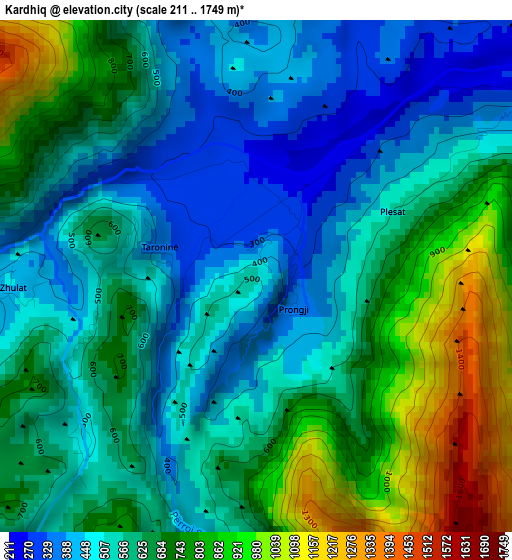 Kardhiq elevation map