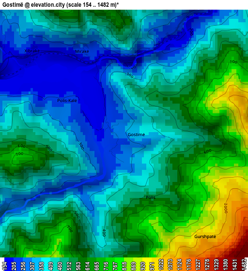 Gostimë elevation map