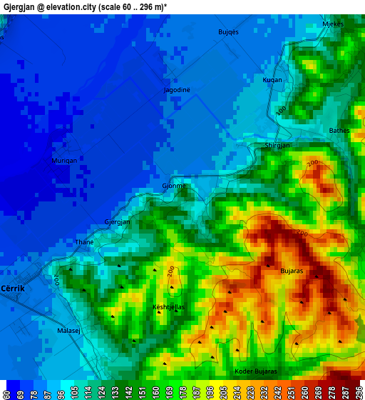 Gjergjan elevation map