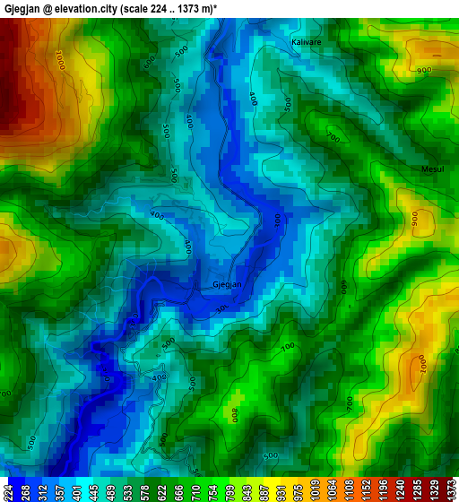 Gjegjan elevation map