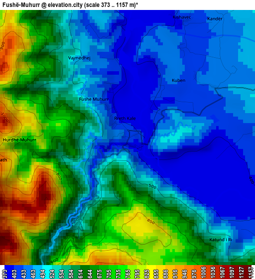 Fushë-Muhurr elevation map