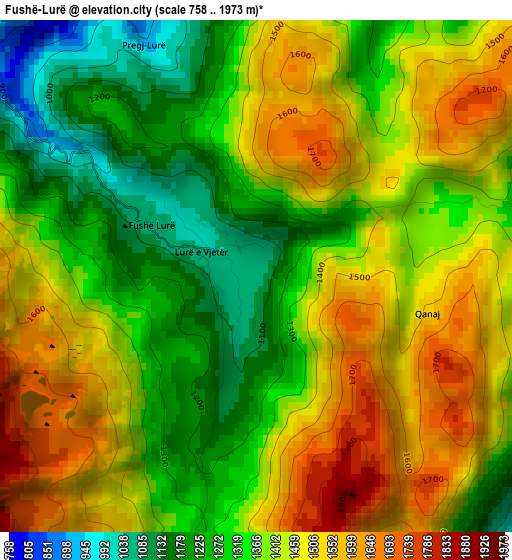 Fushë-Lurë elevation map