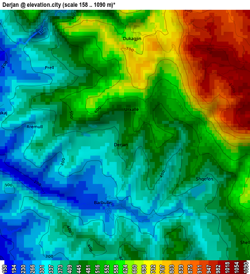 Derjan elevation map