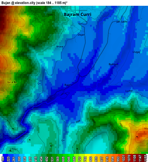 Bujan elevation map