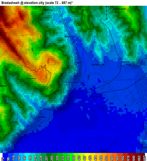 Bradashesh elevation map