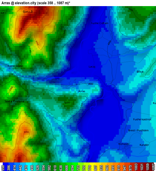 Arras elevation map