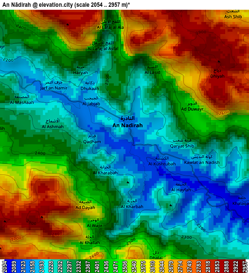 An Nādirah elevation map