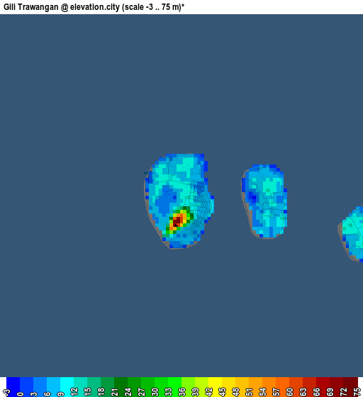 Gili Trawangan elevation map