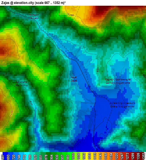 Zajas elevation map