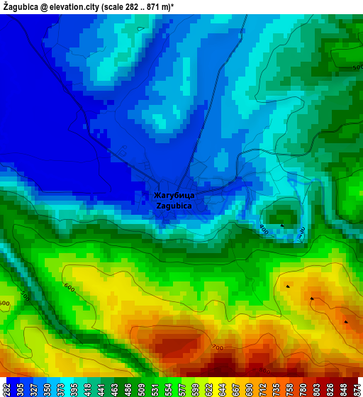 Žagubica elevation map