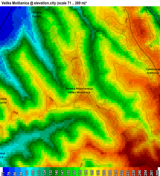 Velika Moštanica elevation map