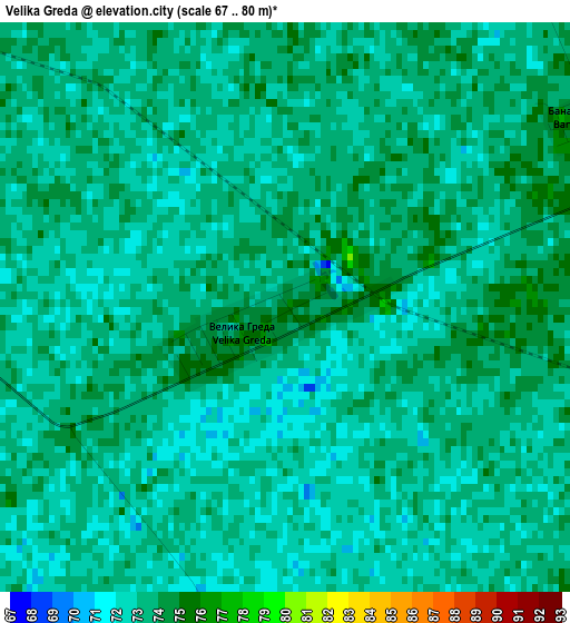 Velika Greda elevation map