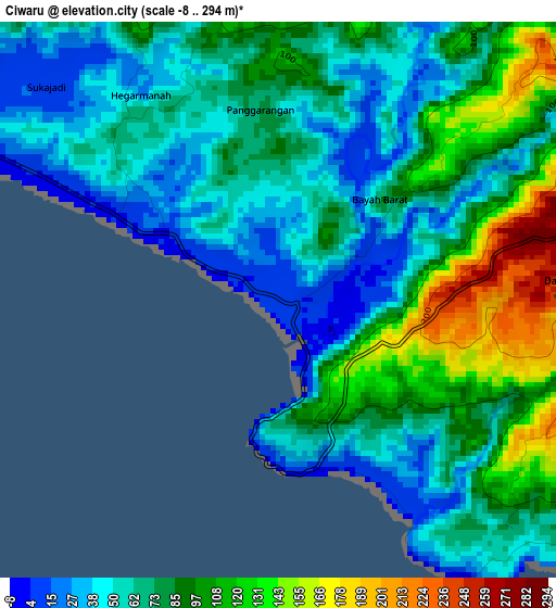 Ciwaru elevation map