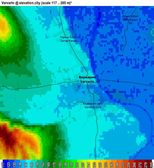 Varvarin elevation map