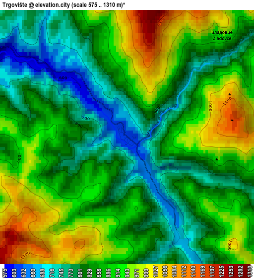 Trgovište elevation map