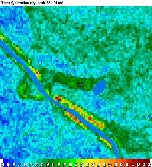 Taraš elevation map