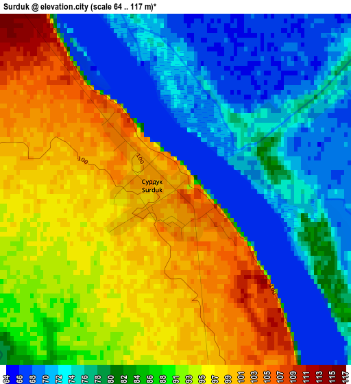 Surduk elevation map