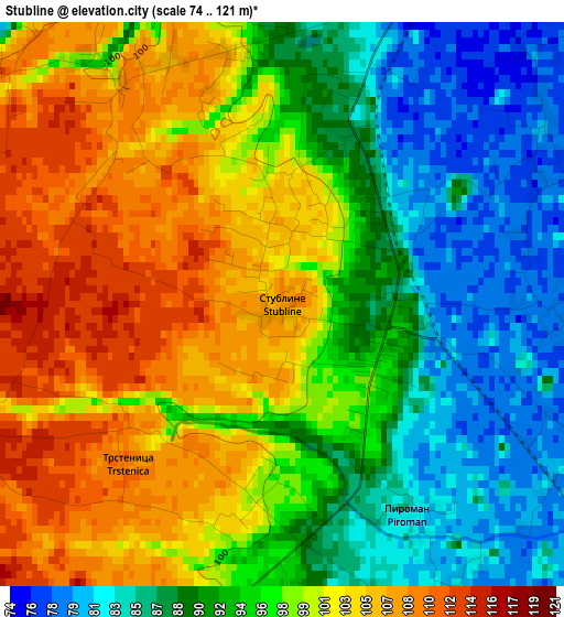 Stubline elevation map