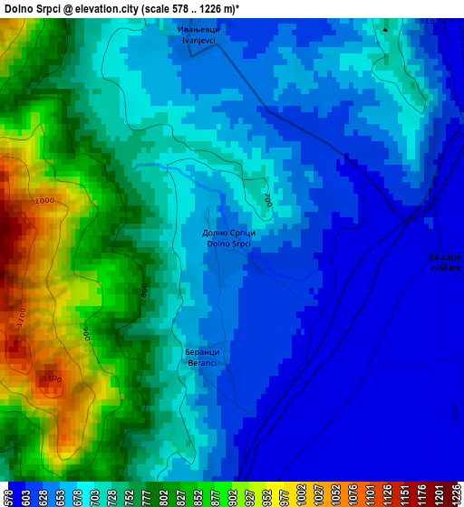 Dolno Srpci elevation map