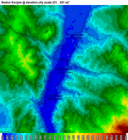 Sredno Konjare elevation map