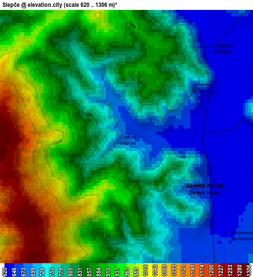 Slepče elevation map