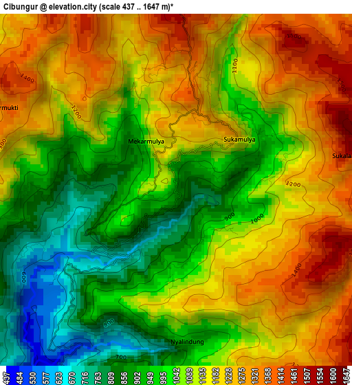 Cibungur elevation map