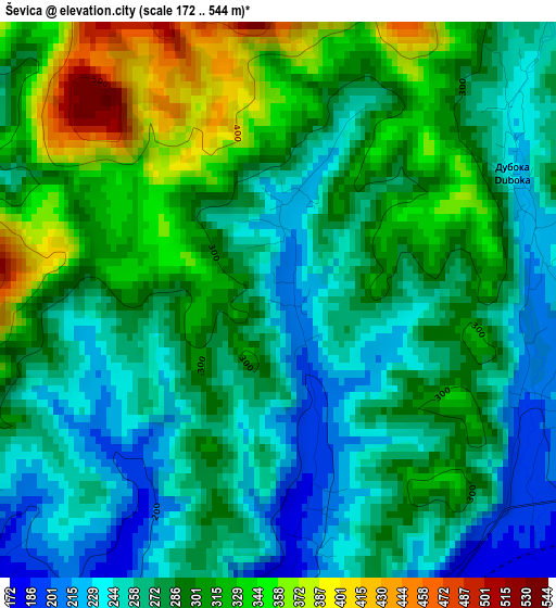 Ševica elevation map