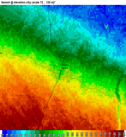 Samoš elevation map