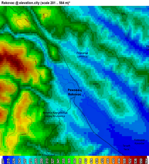 Rekovac elevation map