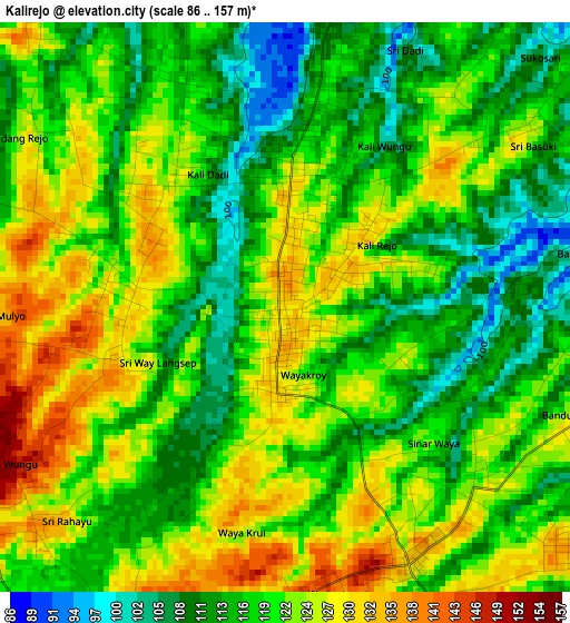 Kalirejo elevation map