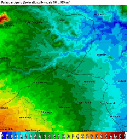 Pulaupanggung elevation map