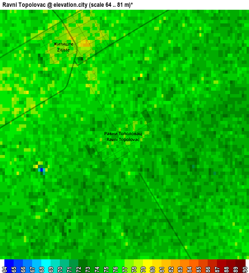 Ravni Topolovac elevation map