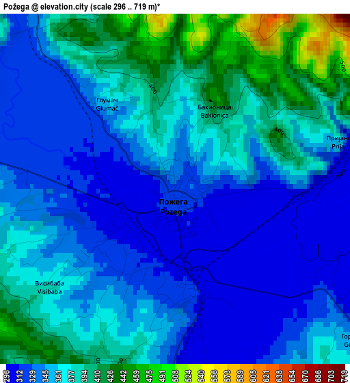 Požega elevation map