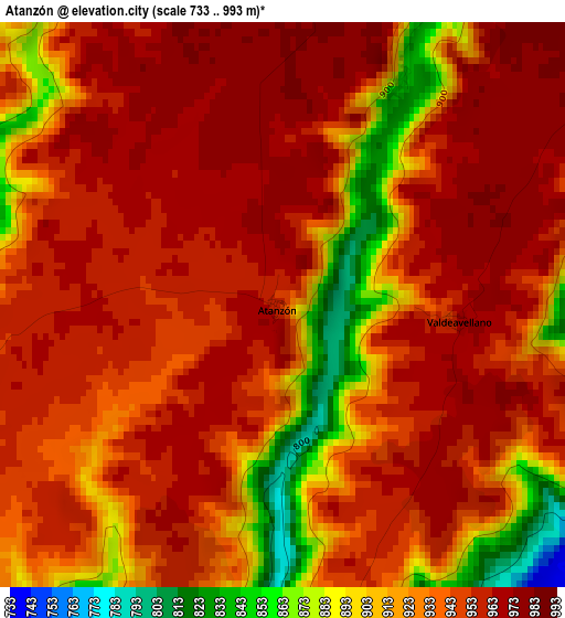 Atanzón elevation map