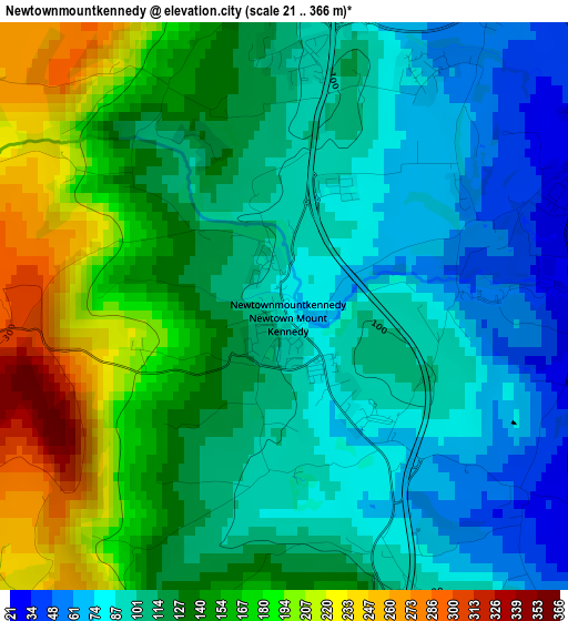 Newtownmountkennedy elevation map