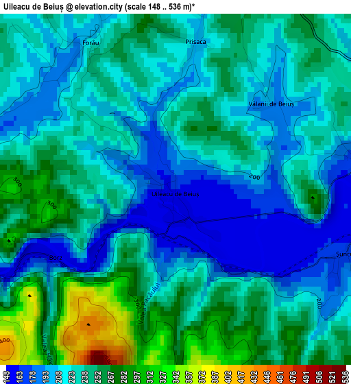 Uileacu de Beiuș elevation map