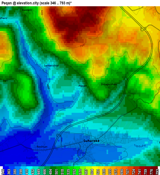 Peqan elevation map