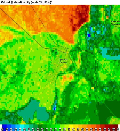 Orlovat elevation map