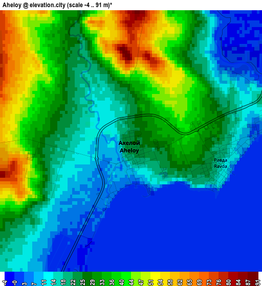 Aheloy elevation map