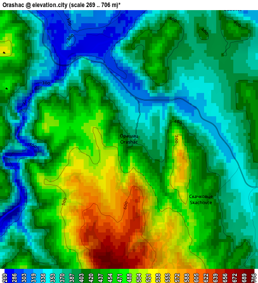 Orashac elevation map