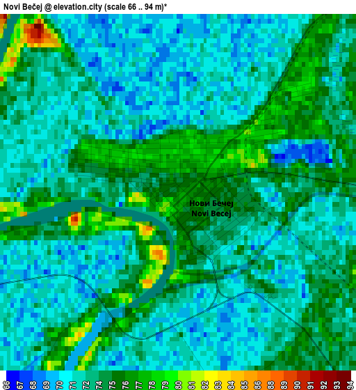 Novi Bečej elevation map