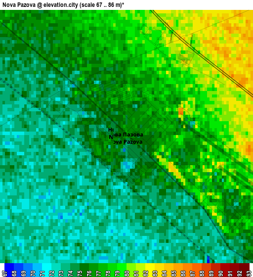 Nova Pazova elevation map