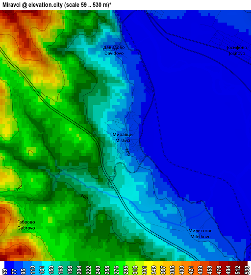 Miravci elevation map