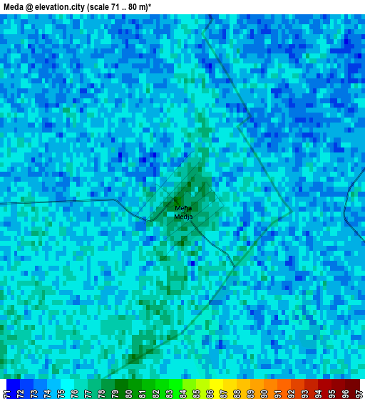 Međa elevation map