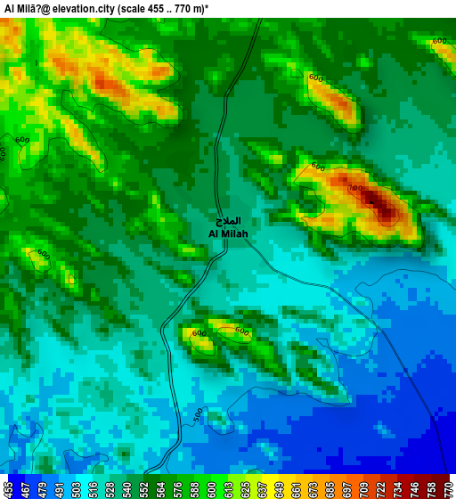 Al Milāḩ elevation map