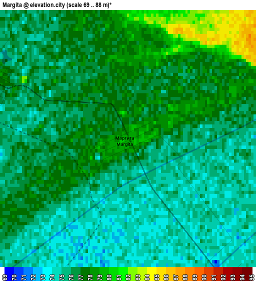 Margita elevation map