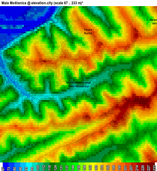 Mala Moštanica elevation map