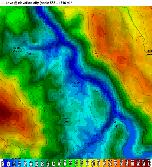 Lukovo elevation map